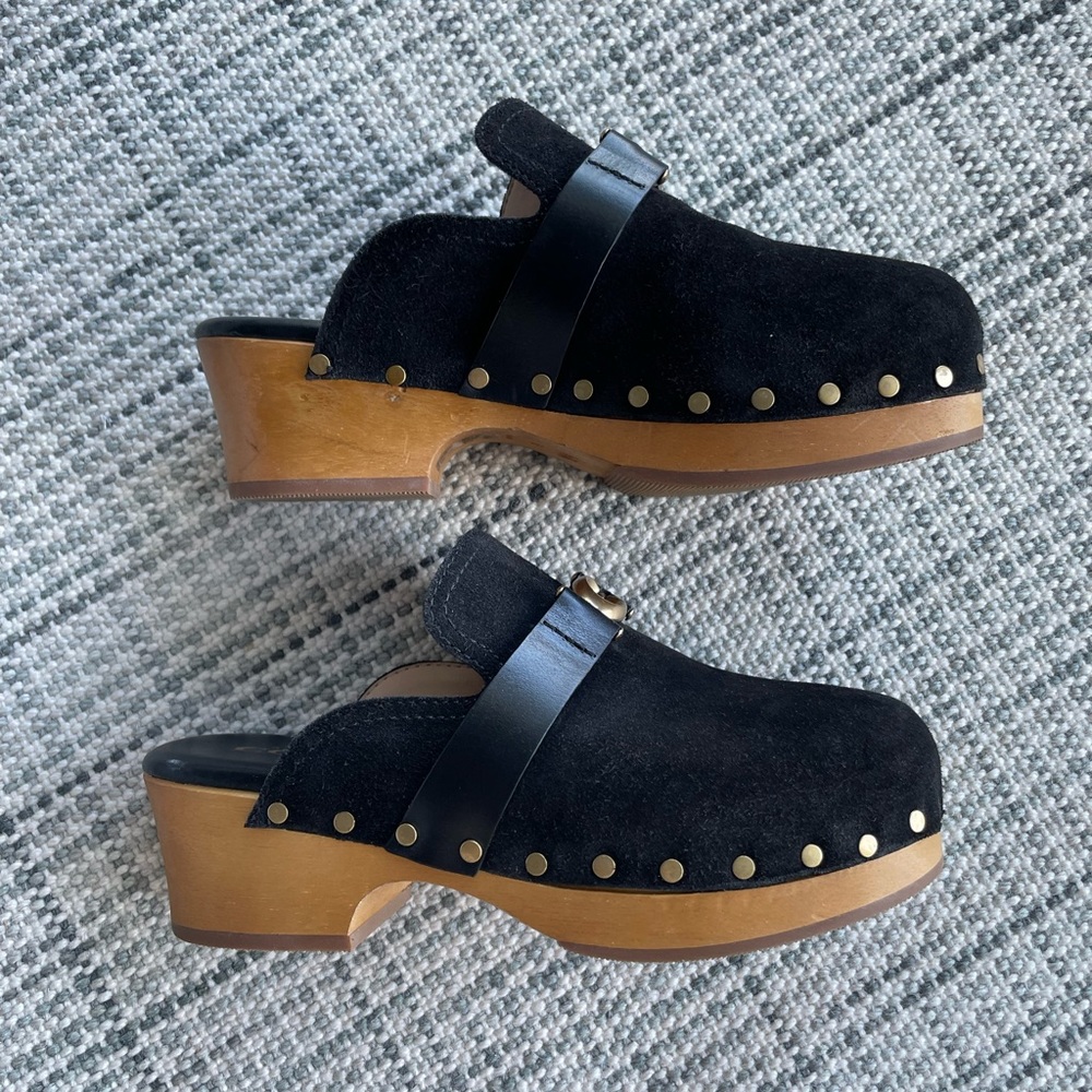Coach size 5.5 black suede clogs - Picture 4 of 5
